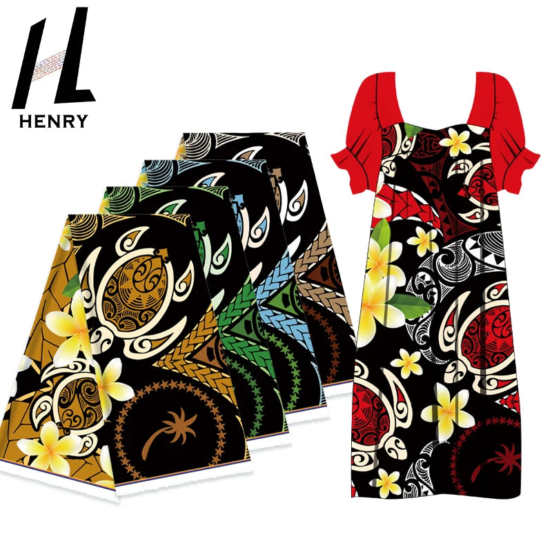Hawaiian Design Samoan Polynesian Tribal Samoan Tapa 100% Polyester Custom Print Fabric for Dress&Skirt