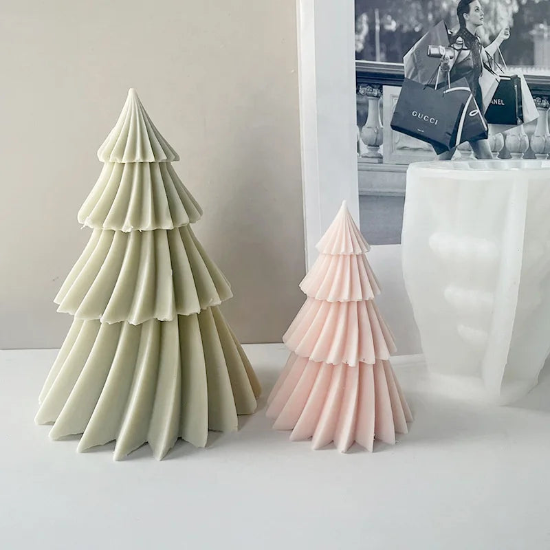 New Origami Folding Fan-shaped Candle Silicone Mold DIY Geometric Rotating Pine Candle Aromatherapy Christmas Tree Abrasive