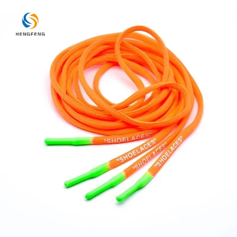 Manufacturer Wholesale Custom 6mm Round Silicone-impregnated Polyester Printed Shoelaces for Shoes and Sneakers
