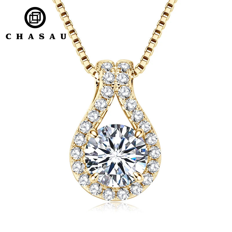 Fashion Jewelry 3ct Full Moissanite Diamond Classic Pendant Necklace Real 925 Silver Chain for Women Engagement Jewelry