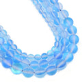 Wholesale Matte Blue Synthetic Glitter 6/8/10MM MoonStone Crystal Beads Dull Polish for Jewelry Making Loose Nature Crystal