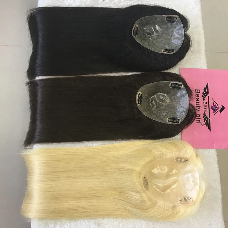 Ready to Ship for Salon 613 Color Skin Top Human Hair Topper Thin Skin Remy Hair Topper for Women Blonde Human Hair Toupee