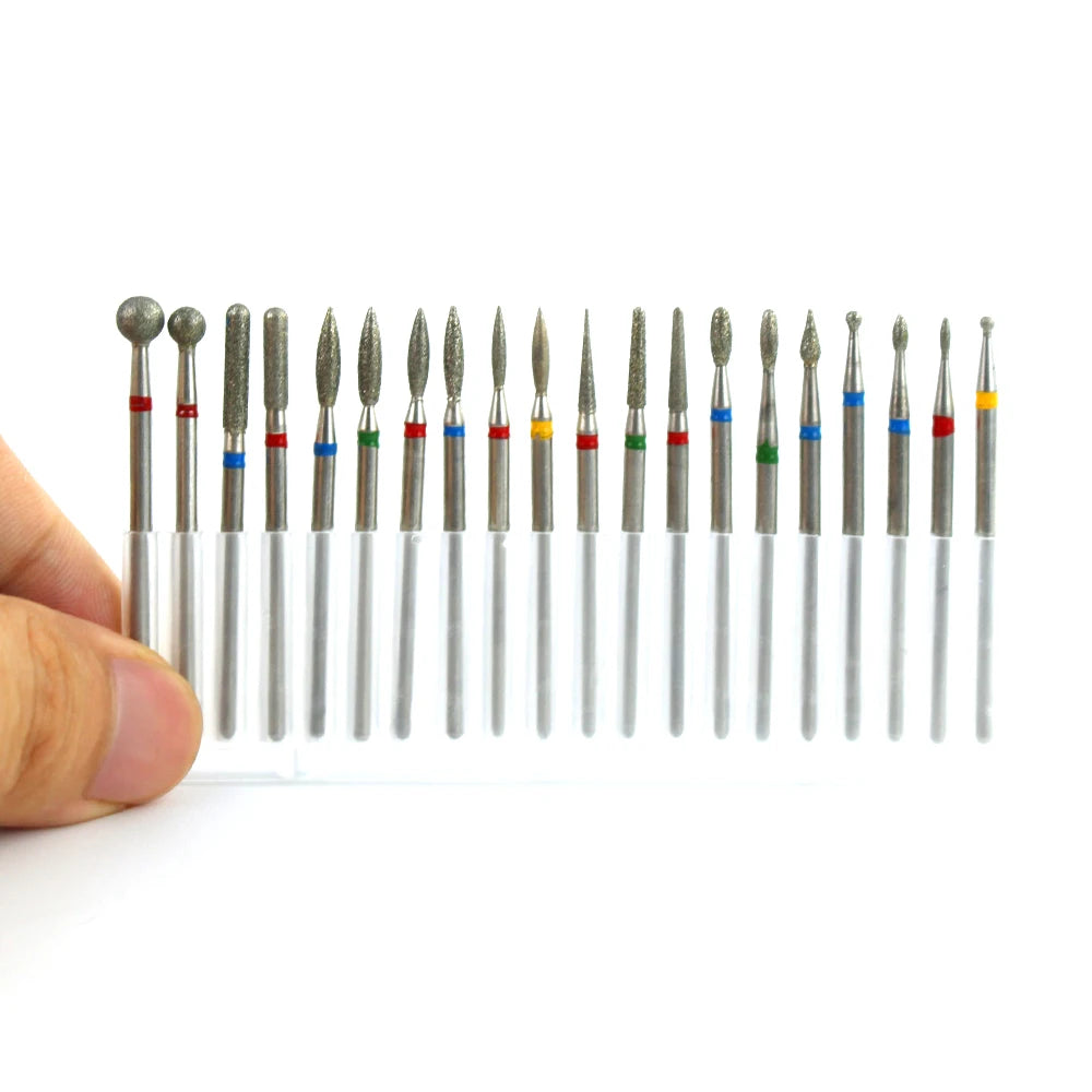 Yaqin Professional Customization Russian Diamond Nail Drill Bit Set 3/32" Milling Cutter Cuticle Rotary Diamond Nail Bits
