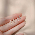 14K Gold Plated Pure 925 Sterling Silver Simple Mini Crystal Geometric Stud Earrings for Women Girls