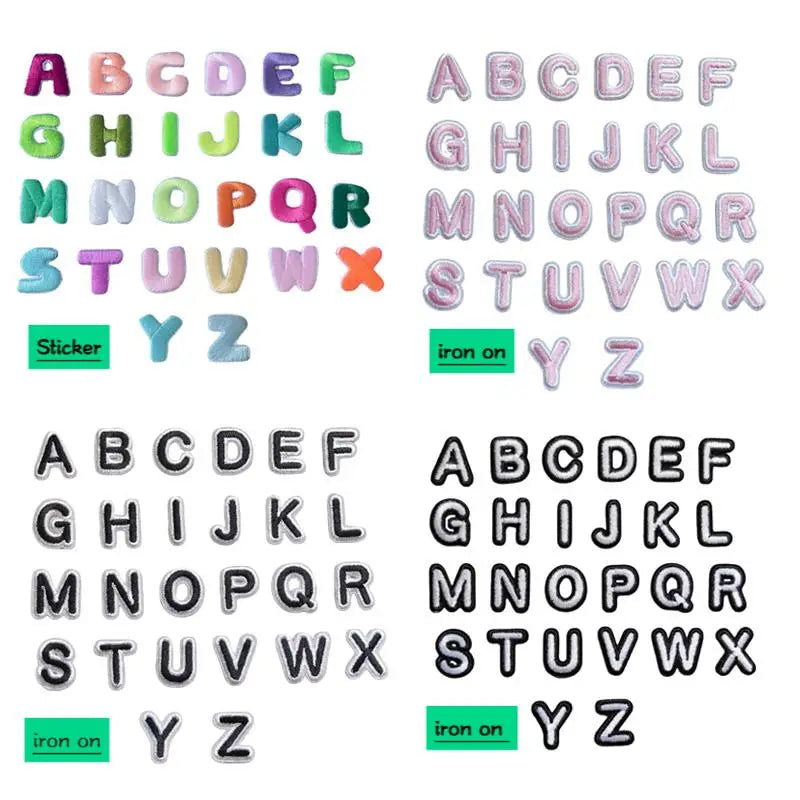 2.1cm Iron On/ Sticker  Backing  Embroidery pink Colorful   Mini Letter Number Patch