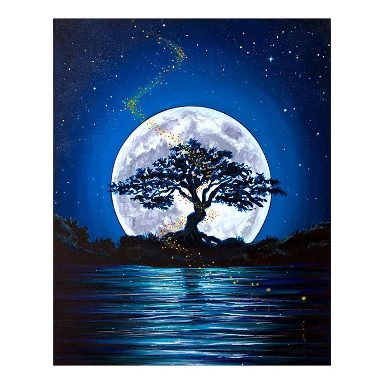 Ever Moment 3d DIY Diamond Painting Scenic Moon Tree Night Canvas Picture 40*50 Drawing Sets Hobby Craft Bedroom Decor 3F2638