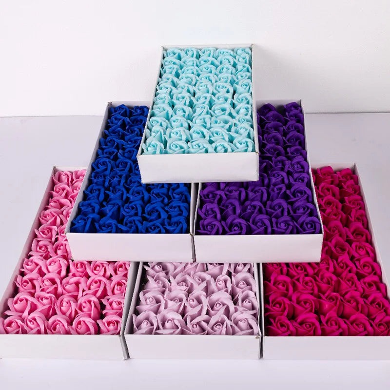 Factory Wholesale 50 Pcs/Box Soap Roses Heads Gift Box Floral Scented Wedding Party Artificial Decorative Soap Flower MegaBDM