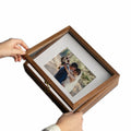 JUNJI Wholesale Wedding Decor Personalize Flash Drive Photo Box Gift Engraved Wooden Album Box with Acrylic Lid