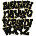 Self-Adhesive DIY Embroidered Chenille Patches A-Z Alphabet Letters Multi-Color Black 3D Fuzzy Glitter Trim for Iron Stock