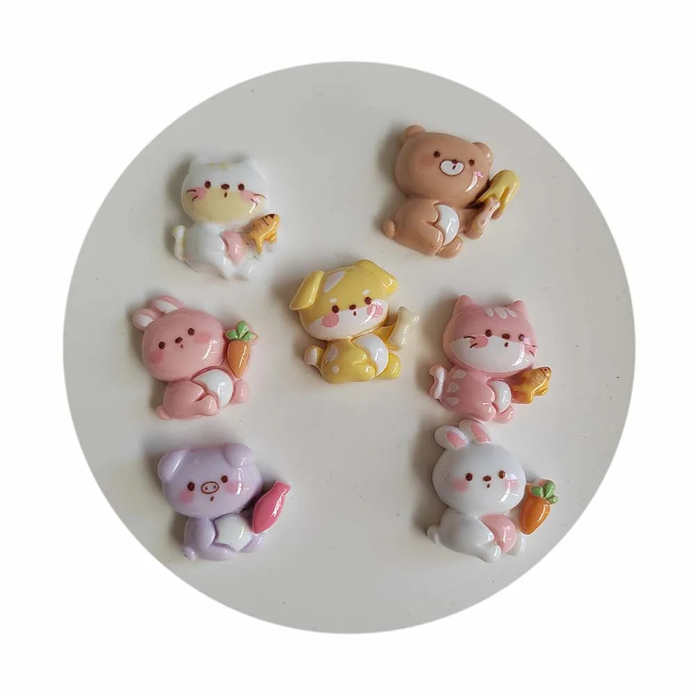 Kawaii Mini Resin Flat Back Animal Cartoon Stickers Fit Scrapbooking Children Hair Jewelry Accessories