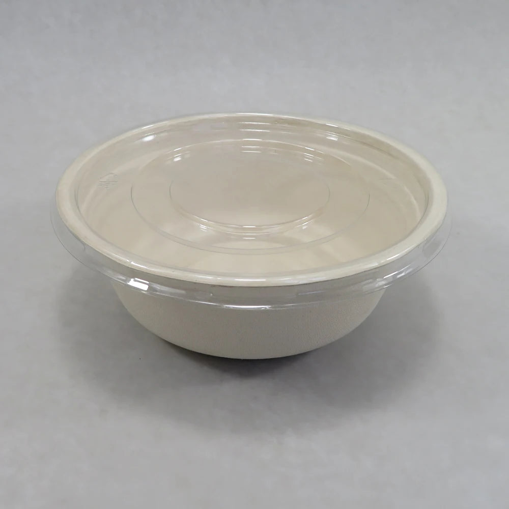 BPA Free 100% Biodegradable Compostable 32oz 1000ml Sugarcane Bagasse Pulp Disposable Poke Salad Bowls Lid Eco-Friendly