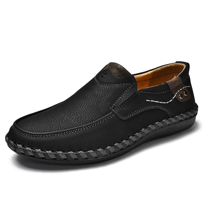 Genuine Leather Shoes Handmade Sewing  Comfortable Casual Large Size Walking Shoes Driving Shoes Loafer for Men
