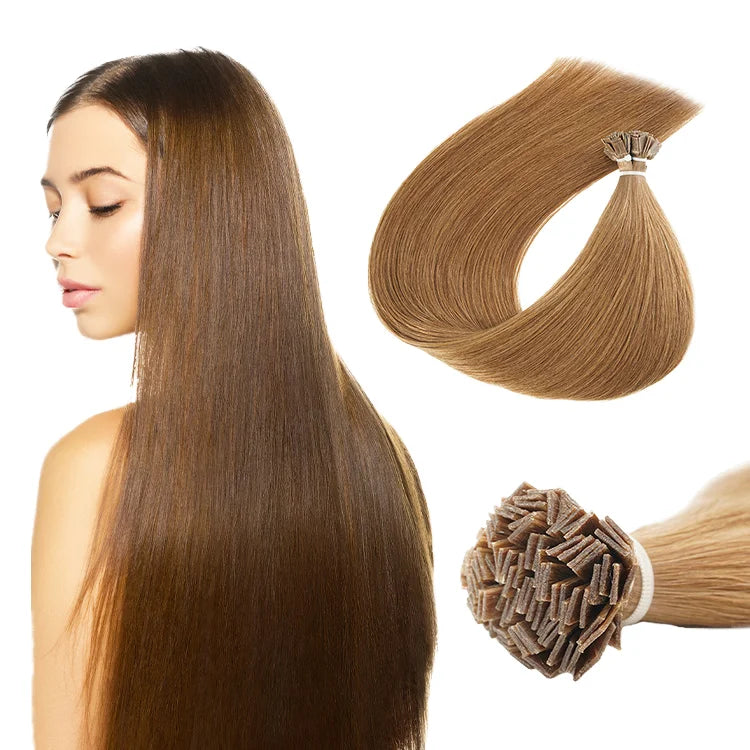 Brazilian Remy Hair Flat Tip Extensions Prebonded Double Drawn Human Hair UVI Protection