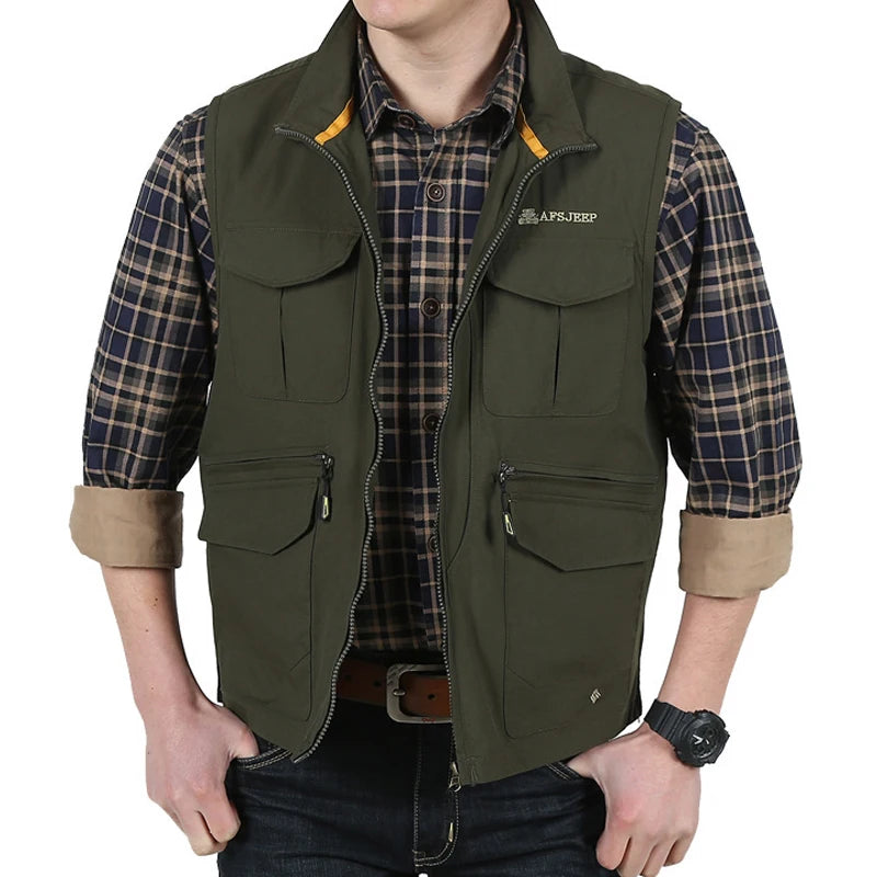 Safety Workwear Vest With Mesh Pocket Men Fishing Vest With Mesh Multi Pocket Outdoor Leisure Quick Dry Fishing Advertising Vest