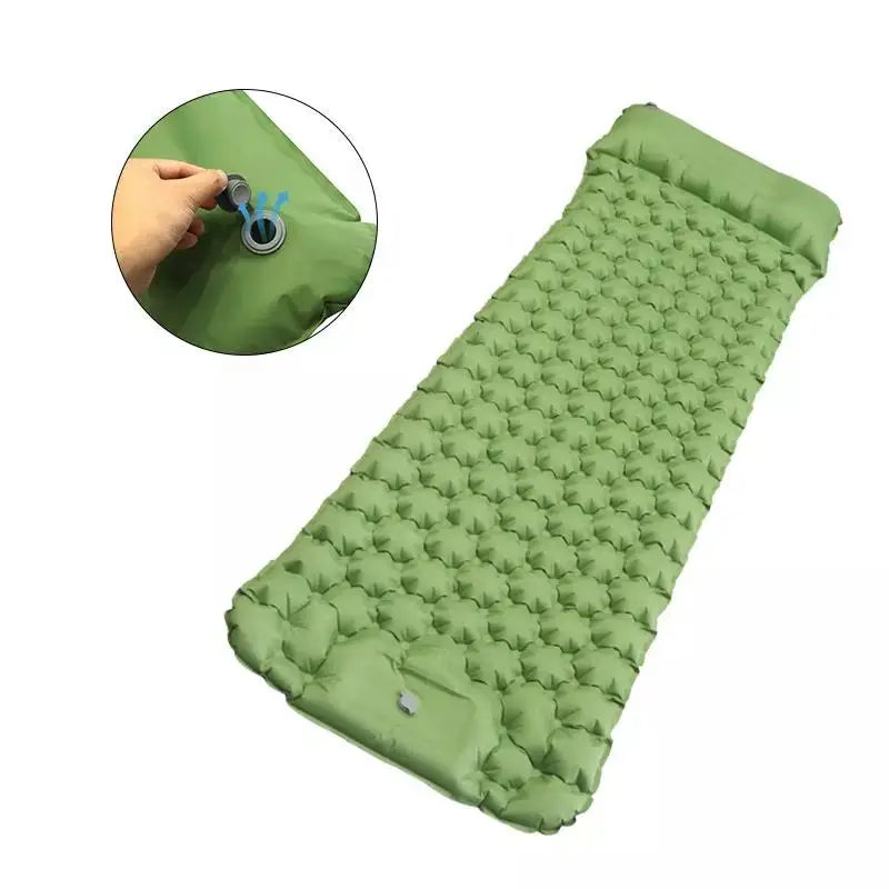 1-2 Person Automatic Inflatable Waterproof PVC Air Mattress Pillow External Inflator Pump Comfortable Feel Compact Camping