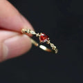Fine 925 Sterling Silver 14k Gold Plated Ruby CZ Diamond Women Fashion Heart Shape Open Adjustable Wedding Ring