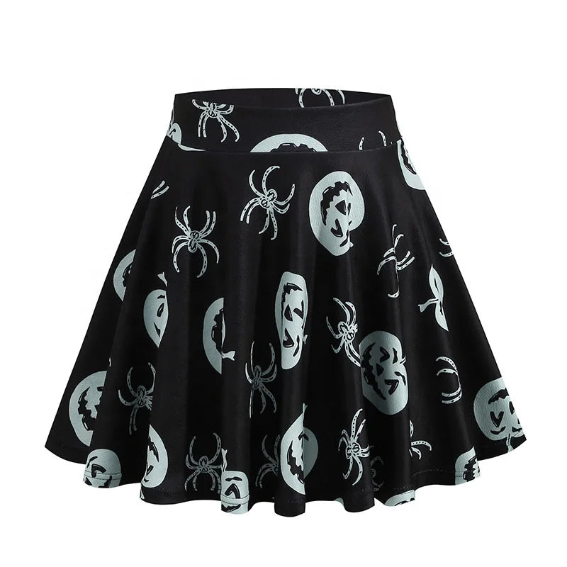 Christmas Women Skirt Women Basic Versatile Stretchy Pleated Skirts Ladies Mini Flare Skater Skirt