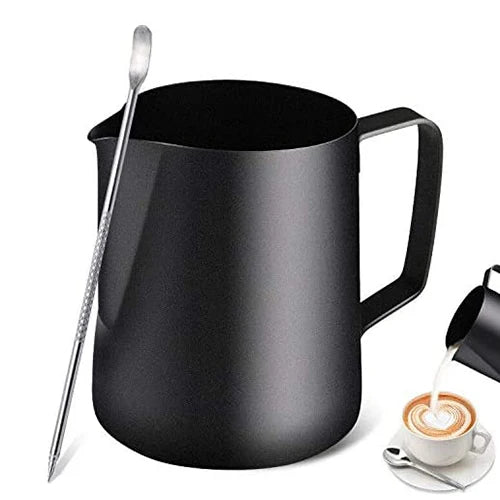 Premium Barista Tool Stainless Steel Milk Frother Pitcher 350/600 ml Milk Jug Black Milk Pitcher with Latte Art Pen