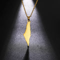 Myshape Stainless Steel Gold Israel Palestine Map Pendant Necklace Country Geography Jewelry for Women Men for Gifts Parties