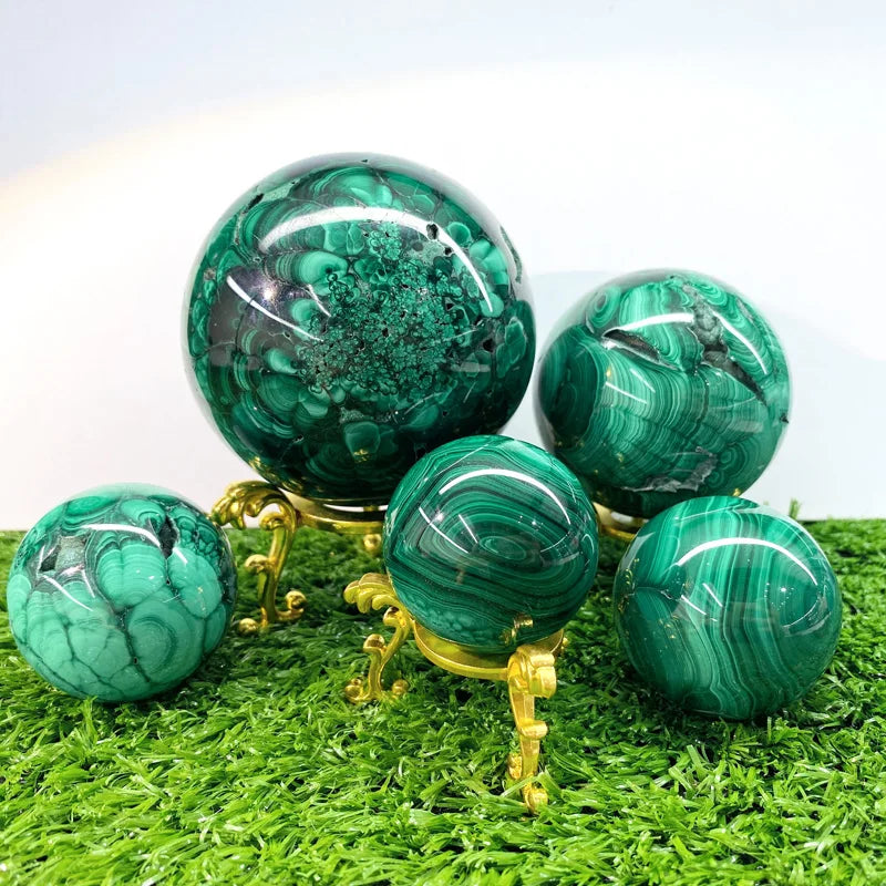 Wholesale Natural Malachite Sphere Healing Crystal Malachite Ball Sphere for Crystal Crafts