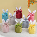 Easter Ribbon Drawstring Small Gift Bag Velvet Easter Bunny Ears Pouch Bag Logo Printed Easter Rabbit Ear Sweet Velvet Bag