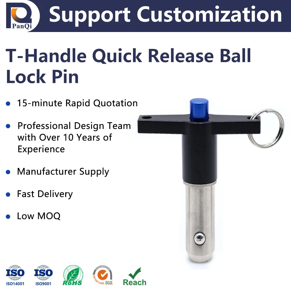 T Handle Ball Lock Pin Stainless Steel Ball Locking Pin Pull Ring Quick Release Pin Aluminum Handle Industry Application
