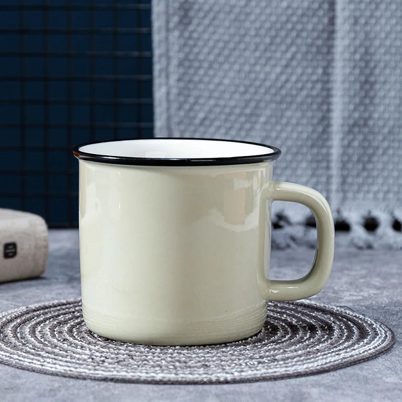 Hot Sale 12oz Ceramic Eco-friendly Enamel Coffee Mug Sublimation Ceramic Blank Enamel Mug