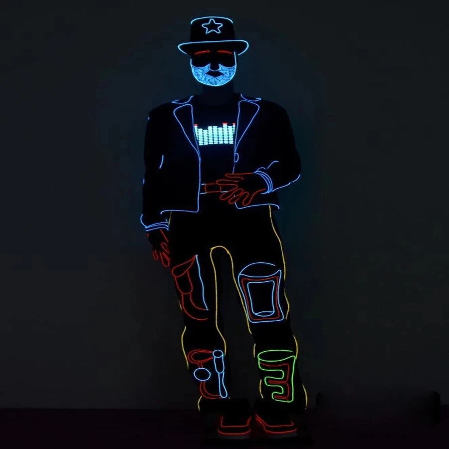 Club Dancer Costume Suit Party Singer Club  Stage Dance LED Luminous Costume  Ironman Robot Suit Glow Led Light Show Wear