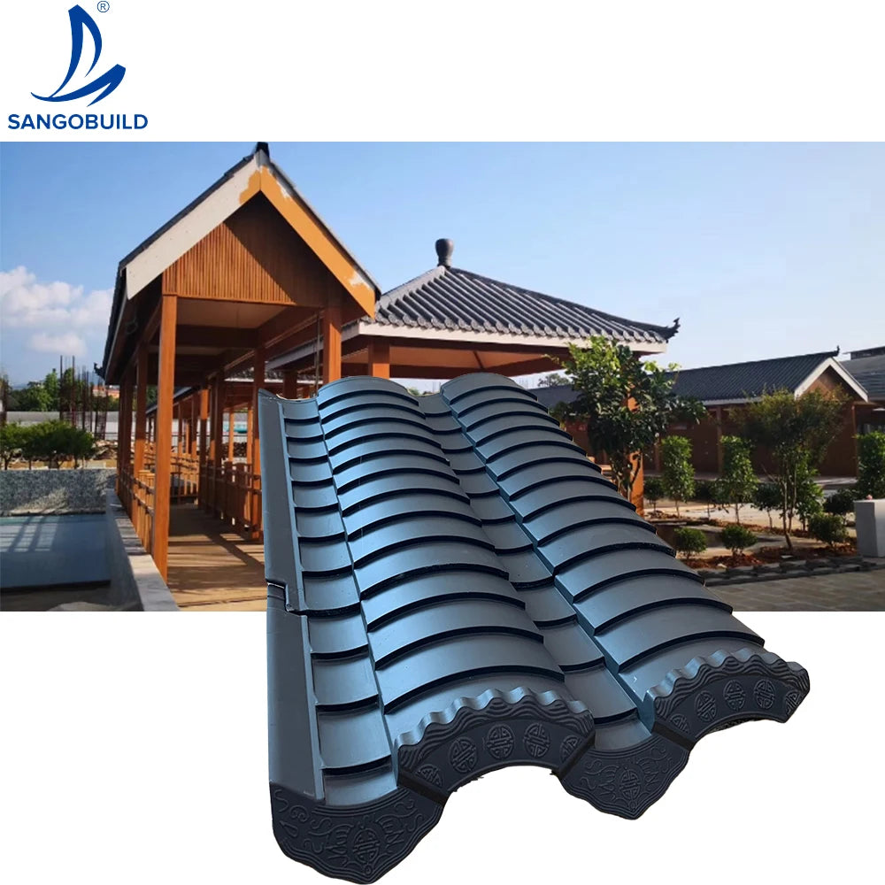 Building Materials for House Construction Lightweight Plastic Japanese Style Roof Tiles for Antique Temple