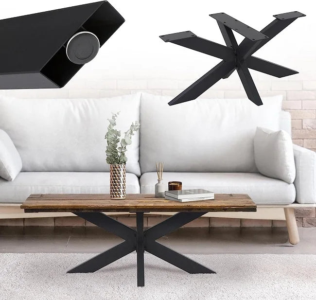 WELLTOP Black Spider Table Legs Metal Furniture Legs for Hospital and Kitchen Use Modern Design