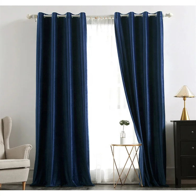 Velvet Fabric Solid Color Sun Shade Curtain Luxury Velvet Curtain Fabric Factory Custom Dutch Fleece Living Room French Window