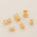 Large Hole 14k Gold Plated Cubic Zirconia Micro Baguette Spacer Beads Tube Spacers for Jewelry Making Designer Pendant