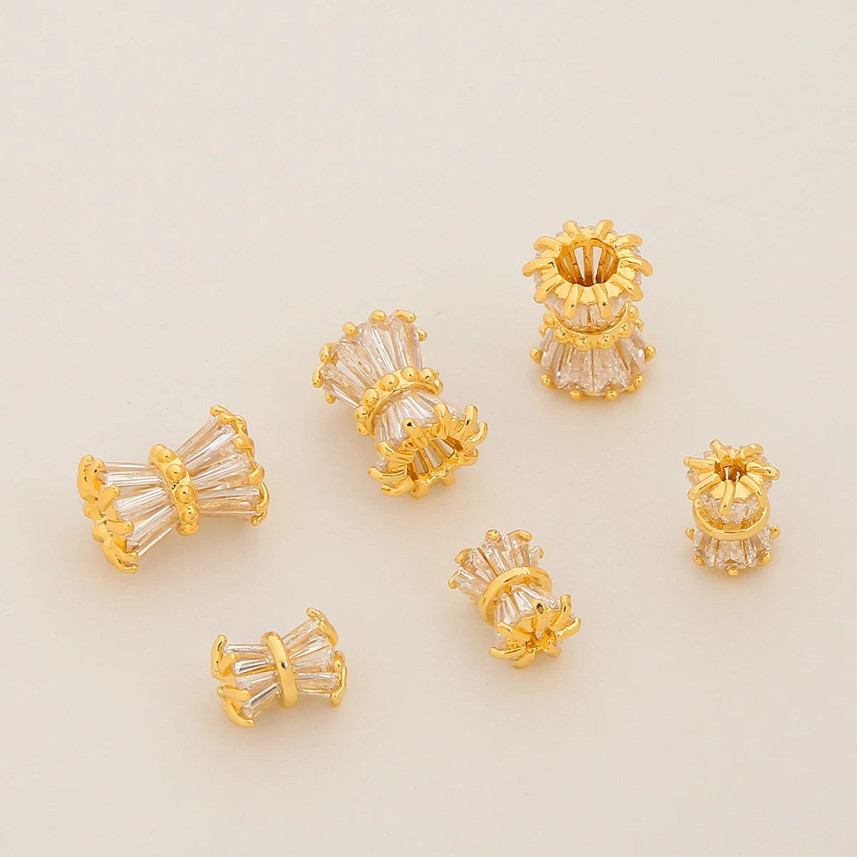 Large Hole 14k Gold Plated Cubic Zirconia Micro Baguette Spacer Beads Tube Spacers for Jewelry Making Designer Pendant