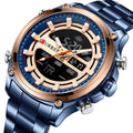New CURREN 8404 Sport Watch Casual Quartz LED Digital Dual Display Clock Watches Men Wrist Luminous Wristwatches Reloj Herrenuhr