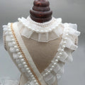 White Double-layer Gauze with Crumpled Pearl Lace Hand Diy Wedding Dress Hanfu Home Textile Accessories Lace