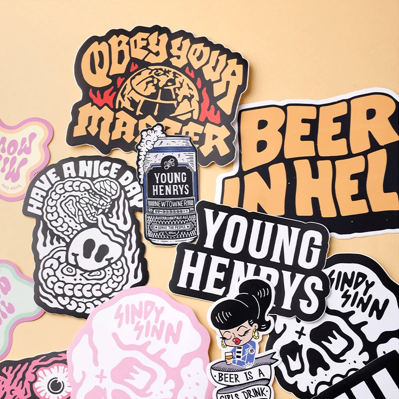 UV Matte Film Logo Carton Individual PVC Vinyl Stickers Waterproof 5 Years Weatherproof Die Cut Stickers for Outdoor