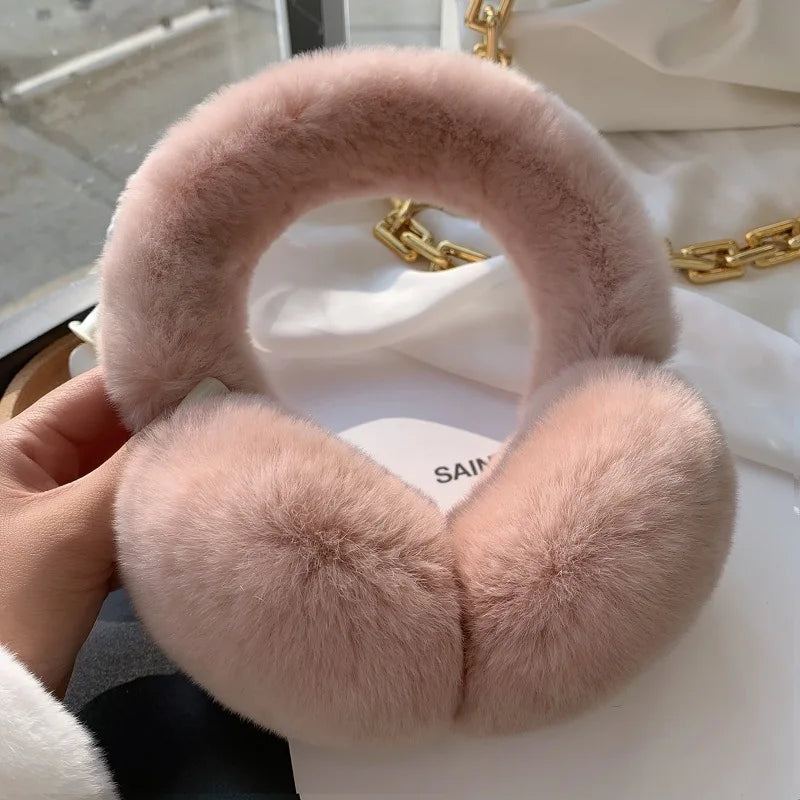 Wholesale Winter Women Warm Soft Real Rex Rabbit Fur Earmuffs Fashion Girl Fur Plush Ear Muff 100% Real Natural Fur Earmuffs
