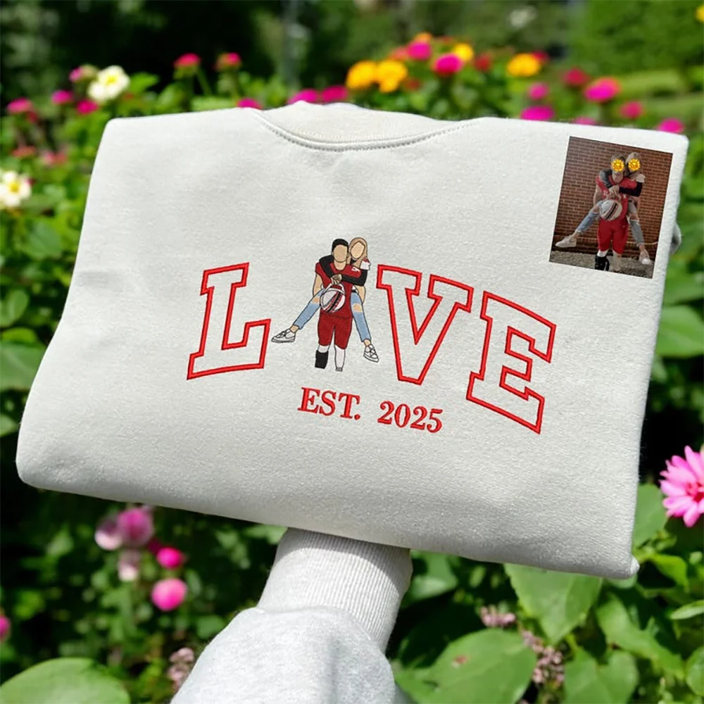 Custom LOVE Portrait Sweatshirt Spring Flannel with Embroidery Front Logo ODM Supply