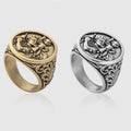 Retro Vintage Stainless Steel Saint Christopher Protect Us Religious Catholic Round Signet Ring Gold Plated St Christopher Rings