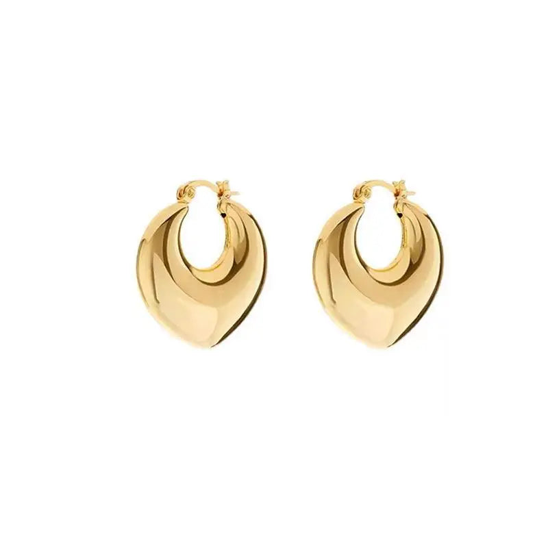 Trendy Earring 18K Gold Plated Chunky Hollow Heart Hoop Earrings for Women Stainless Steel Earrings Wholesale