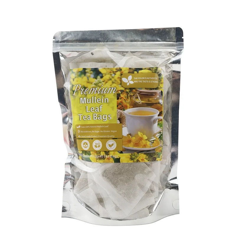 Factory Direct Custom Low Moq Pure Natural Mullein Leaf Flower Tea Lung Detox Respiratory Support Herbal Tea Bags
