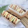 Sandwich Hot Dog Box Pastry Cake Swiss Roll Puff Paper Box with Plastic Lid for Sandwich Packing Boxes Rectangular