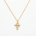 Fenny PVD Plated Waterproof&No Fade Light Luxury French Imitation Pearl Cross Pendant Stainless Steel Necklace for Women