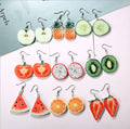 Wholesale Acrylic Strawberry Pineapple Tomato Orange Slices Fruit Long Earrings for Women
