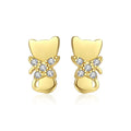 CZCITY Korean 925 Silver CZ Earring for Women Cute Animal Stud Design Luxury Jewelry Cat Earrings