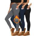 Custom Logo Fleece-Lined Leggings with Pockets Women High Waist Yoga Pants for Winter Warm Outdoor Workout Tights
