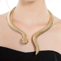 Fashion Snake Alloy Curved Bar Design Neck Collar Choker Necklace for Women Punk Collar Statement Snake Necklace Jewelry