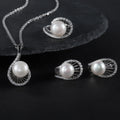 Women Bridal Pearl Jewelry Sets Factory Direct Sale 925 Silver Freshwater White Pearl Bridal Necklace Earrings Ring Set