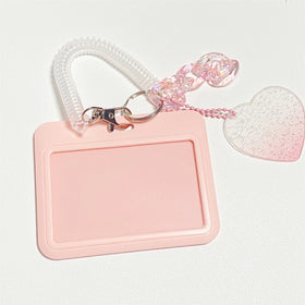 Cute Korea Kpop Acrylic Hard Photo clear Kpop Photocard Keychain Kawaii Spiral Wrist Coil ID Card Holder Photo Card Protector