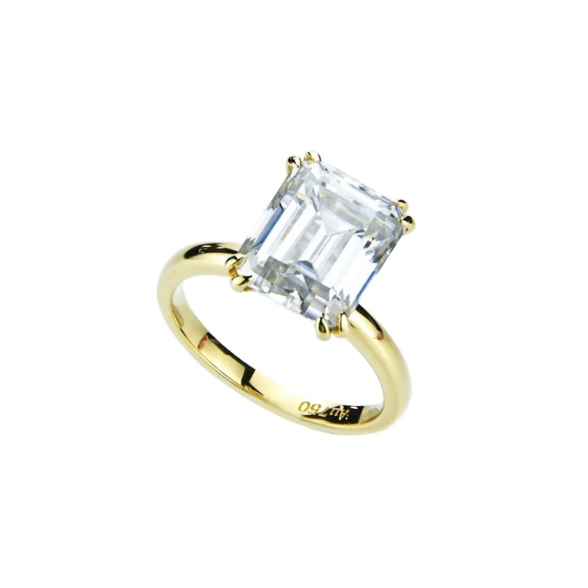 Xingyue Customized Moissanite Ring 18K Yellow Gold Emerald Cut Jewelry Moissanite Engagement Ring MegaBDM
